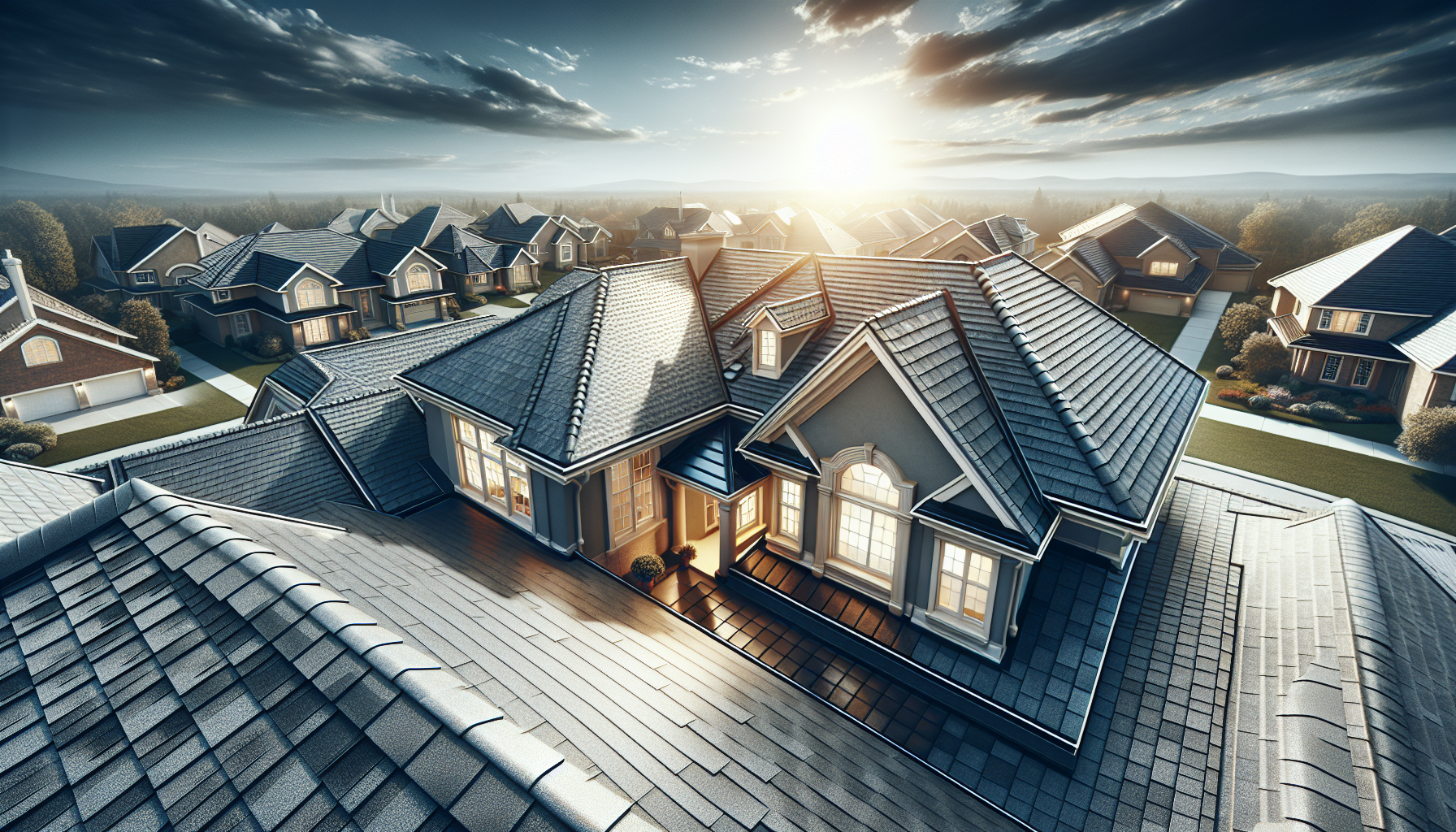 Completed residential roofing project, quality workmanship showcase